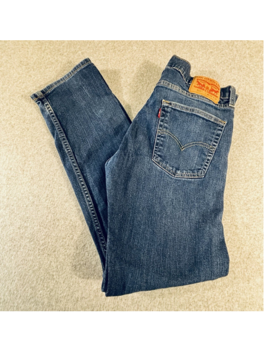 Levi’s 513 Slim Straight Jeans Men 32x32 Blue Medium Wash Denim Red Tab
